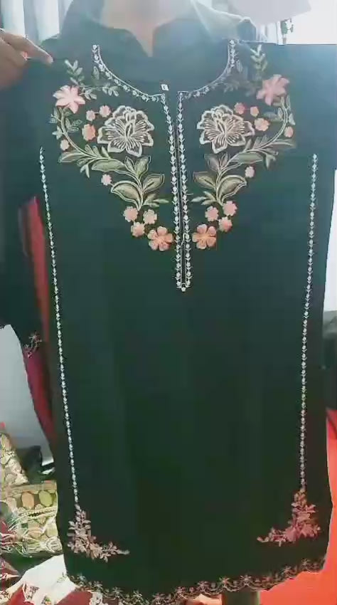 Batool 2-Piece Stitched Winter Suit – Black Cutwork Embroidered Cotton/Dhanak Set